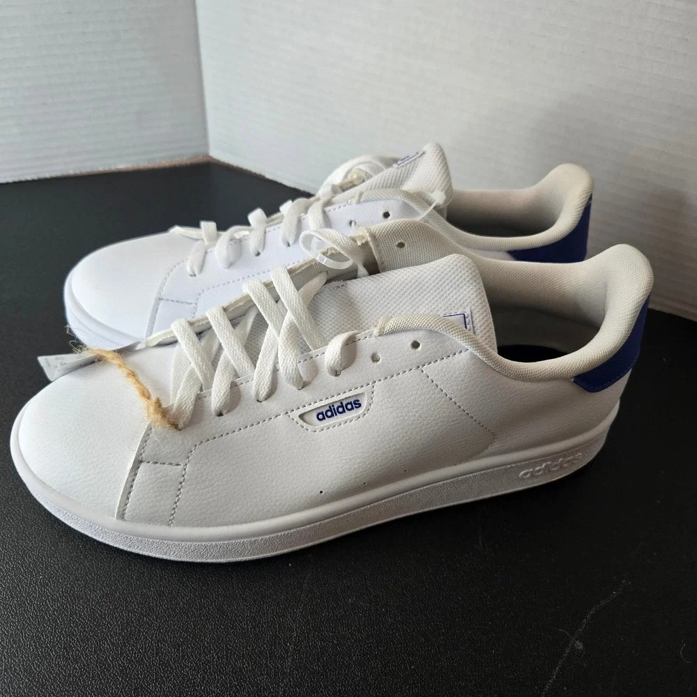NWT Adidas Urban‎ Court IF9790 White Blue Leather Sneakers Mens Size 10